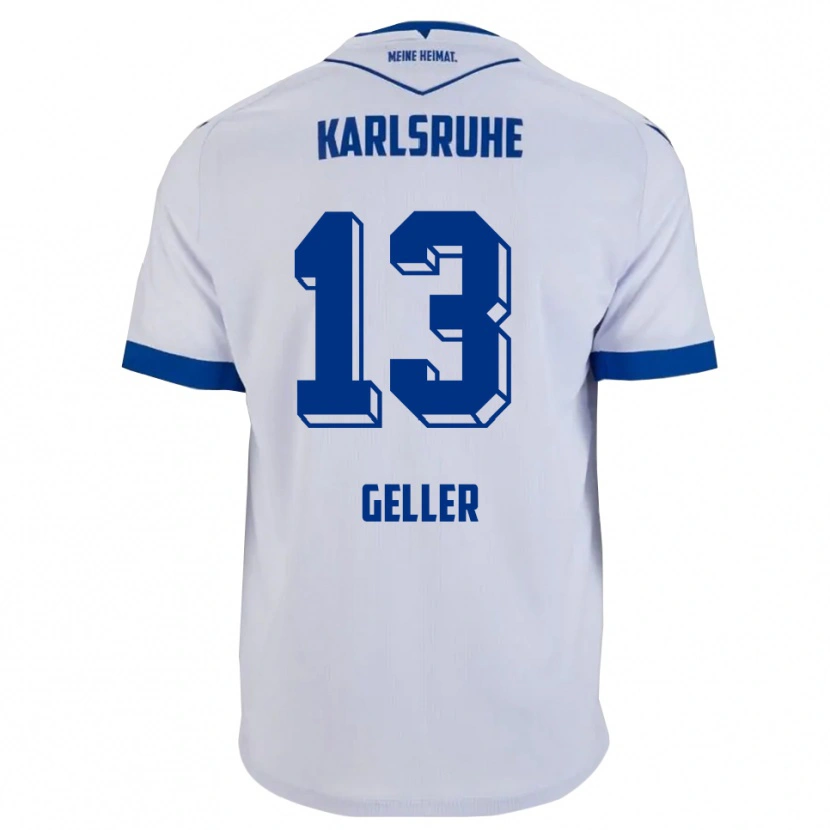 Danxen Hombre Camiseta Robert Geller #13 Blanco Azul 2ª Equipación 2025/26 La Camisa