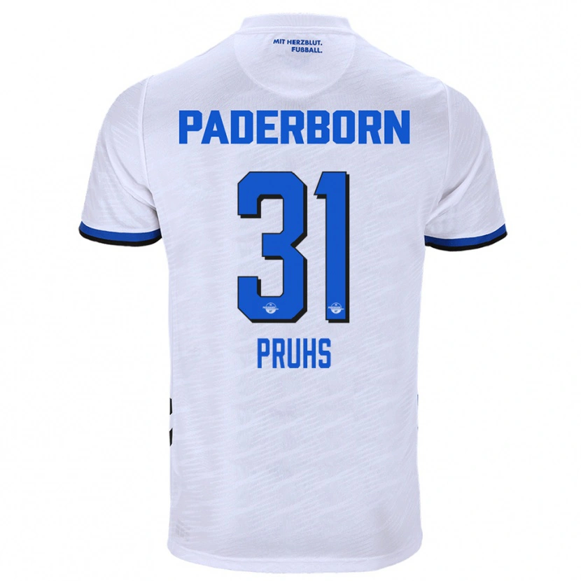 Danxen Hombre Camiseta Florian Pruhs #31 Blanco Azul 2ª Equipación 2025/26 La Camisa