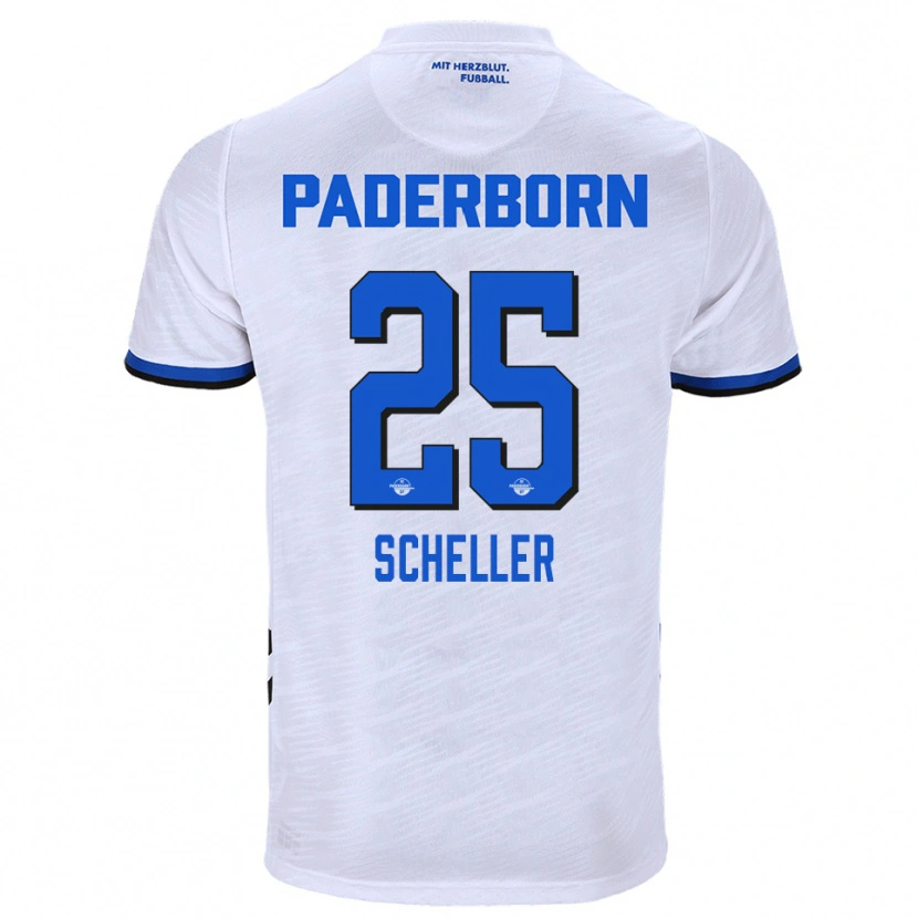 Danxen Hombre Camiseta Tjark Scheller #25 Blanco Azul 2ª Equipación 2025/26 La Camisa