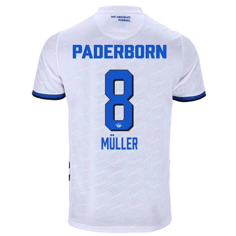 Danxen Hombre Camiseta Carlos Müller #8 Blanco Azul 2ª Equipación 2025/26 La Camisa