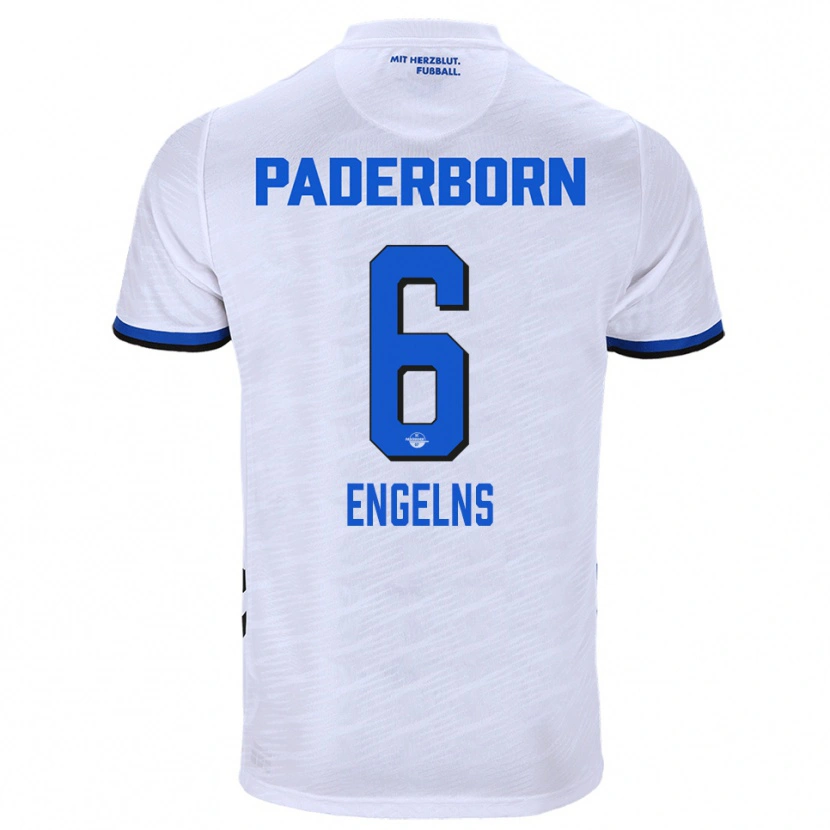 Danxen Hombre Camiseta Luis Engelns #6 Blanco Azul 2ª Equipación 2025/26 La Camisa