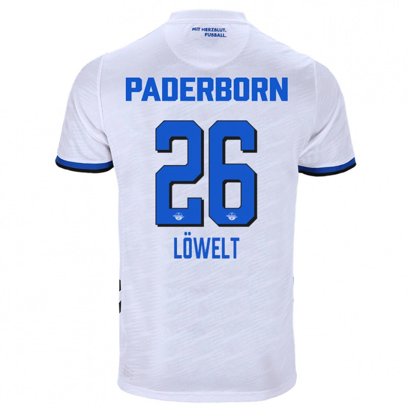 Danxen Hombre Camiseta Luca Löwelt #26 Blanco Azul 2ª Equipación 2025/26 La Camisa