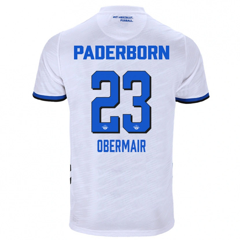Danxen Hombre Camiseta Raphael Obermair #23 Blanco Azul 2ª Equipación 2025/26 La Camisa