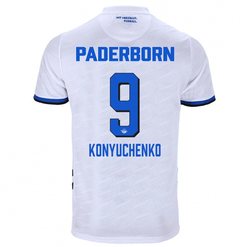 Danxen Hombre Camiseta Yehor Konyuchenko #9 Blanco Azul 2ª Equipación 2025/26 La Camisa