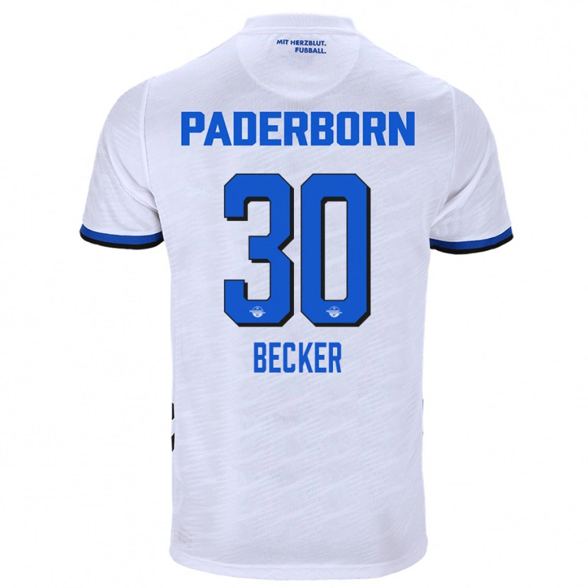 Danxen Hombre Camiseta Mark Becker #30 Blanco Azul 2ª Equipación 2025/26 La Camisa