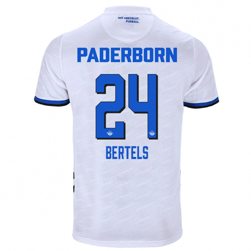 Danxen Hombre Camiseta Felix Bertels #24 Blanco Azul 2ª Equipación 2025/26 La Camisa
