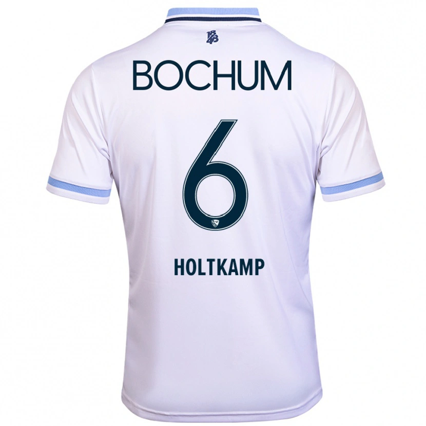 Danxen Hombre Camiseta Lars Holtkamp #6 Blanco Azul Cielo 2ª Equipación 2025/26 La Camisa