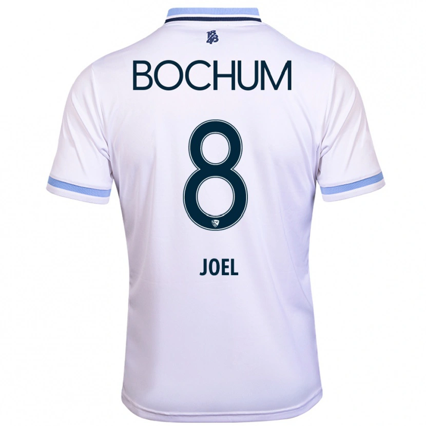 Danxen Hombre Camiseta Nico Joel #8 Blanco Azul Cielo 2ª Equipación 2025/26 La Camisa
