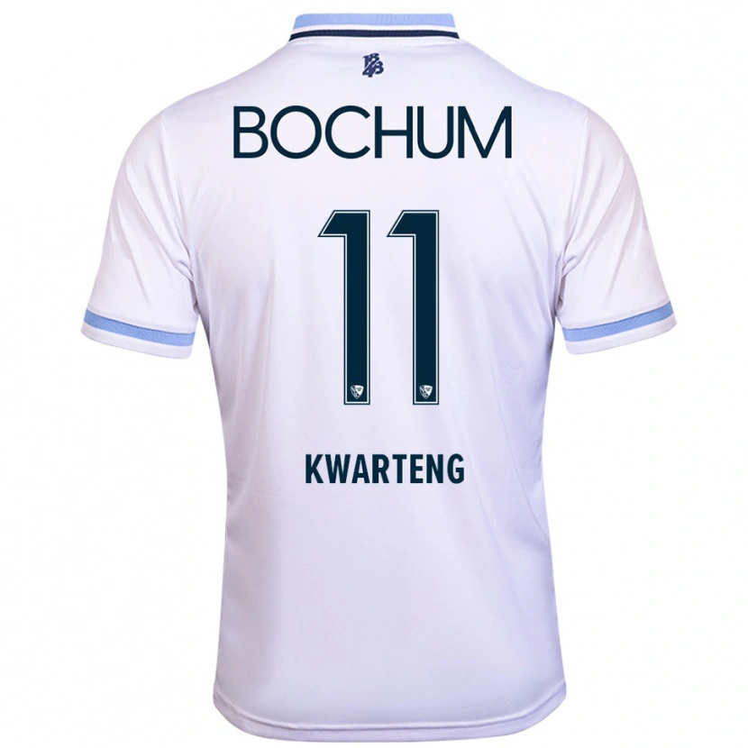 Danxen Hombre Camiseta Moritz-Broni Kwarteng #11 Blanco Azul Cielo 2ª Equipación 2025/26 La Camisa