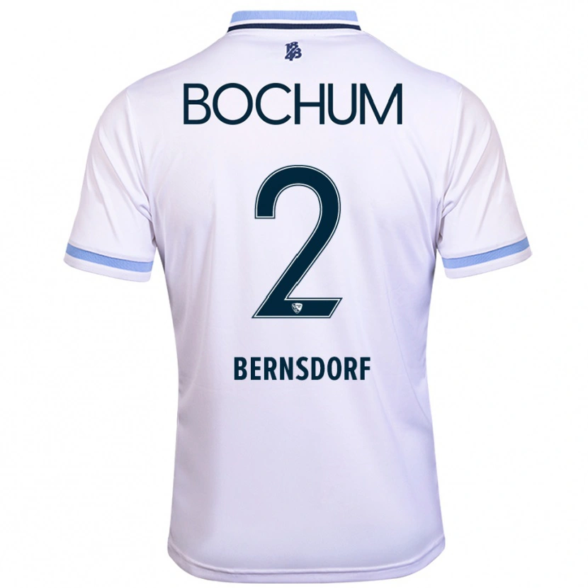 Danxen Hombre Camiseta Luca Bernsdorf #2 Blanco Azul Cielo 2ª Equipación 2025/26 La Camisa