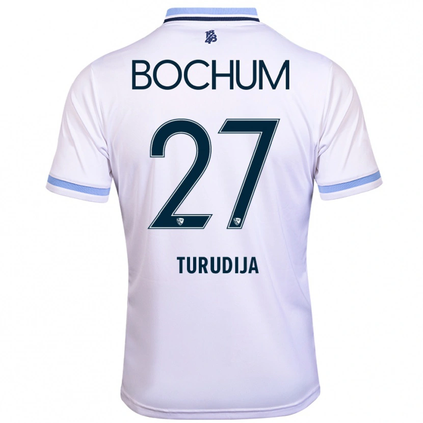 Danxen Hombre Camiseta Vahidin Turudija #27 Blanco Azul Cielo 2ª Equipación 2025/26 La Camisa