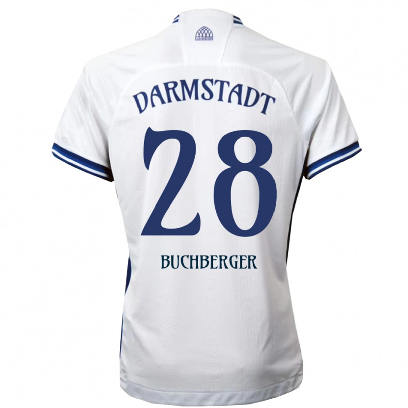 Danxen Hombre Camiseta Jonas Buchberger #28 Blanco Azul 2ª Equipación 2025/26 La Camisa