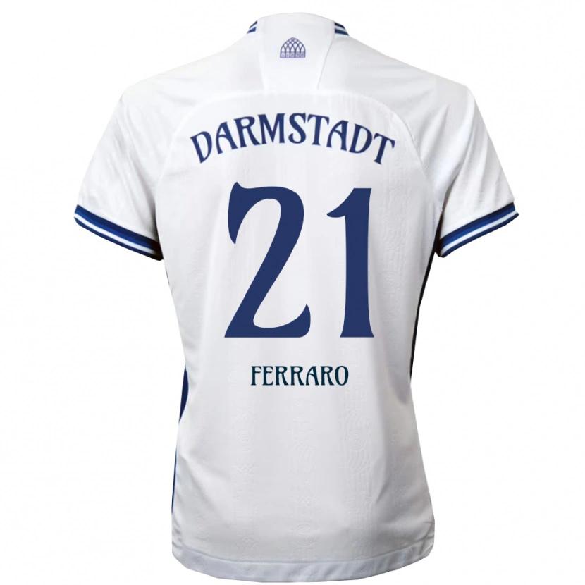 Danxen Hombre Camiseta Enzo Ferraro #21 Blanco Azul 2ª Equipación 2025/26 La Camisa
