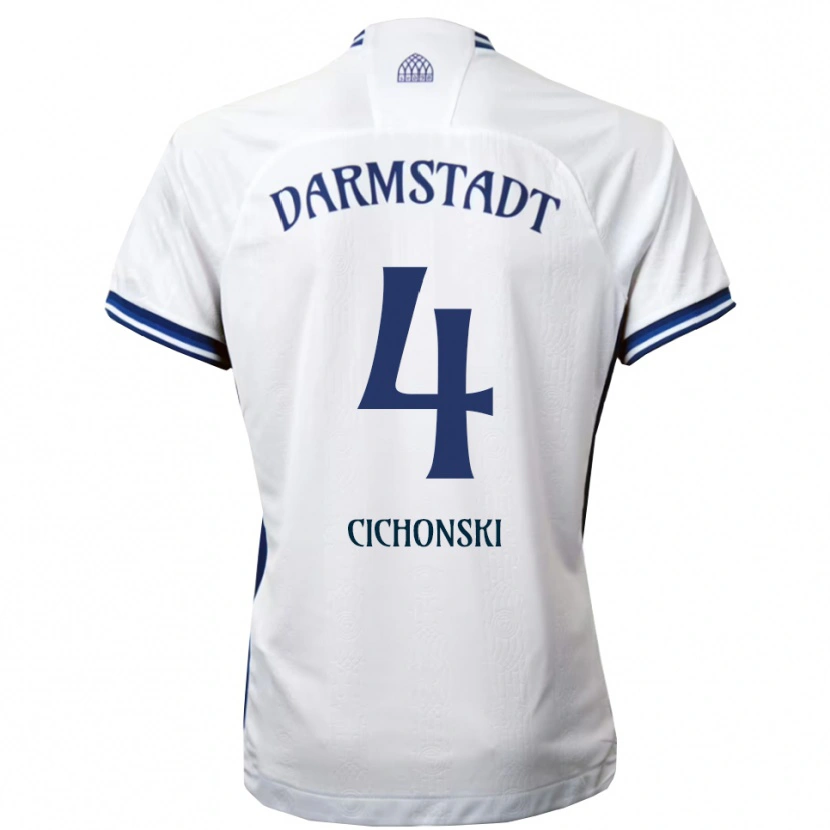 Danxen Hombre Camiseta Florian Cichonski #4 Blanco Azul 2ª Equipación 2025/26 La Camisa