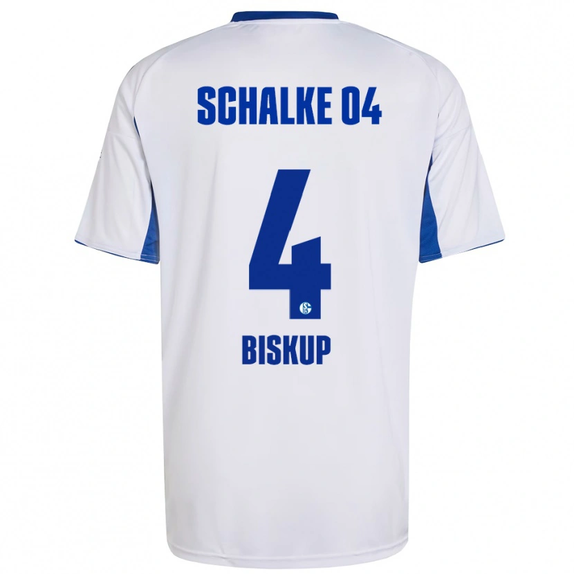 Danxen Hombre Camiseta Michelle Biskup #4 Blanco Azul 2ª Equipación 2025/26 La Camisa