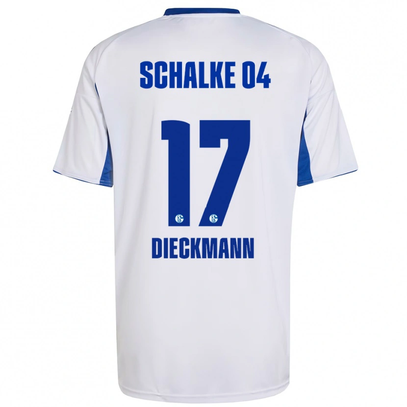 Danxen Hombre Camiseta Jonas Dieckmann #17 Blanco Azul 2ª Equipación 2025/26 La Camisa