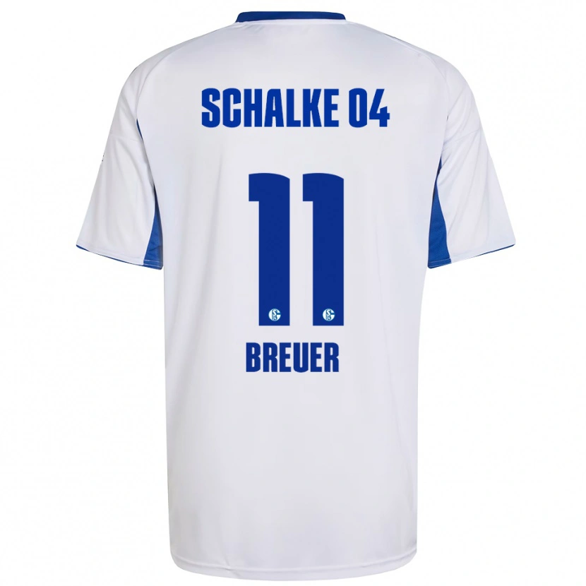 Danxen Hombre Camiseta Simon Breuer #11 Blanco Azul 2ª Equipación 2025/26 La Camisa