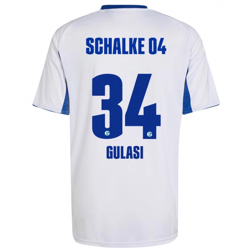 Danxen Hombre Camiseta Ayman Gulasi #34 Blanco Azul 2ª Equipación 2025/26 La Camisa