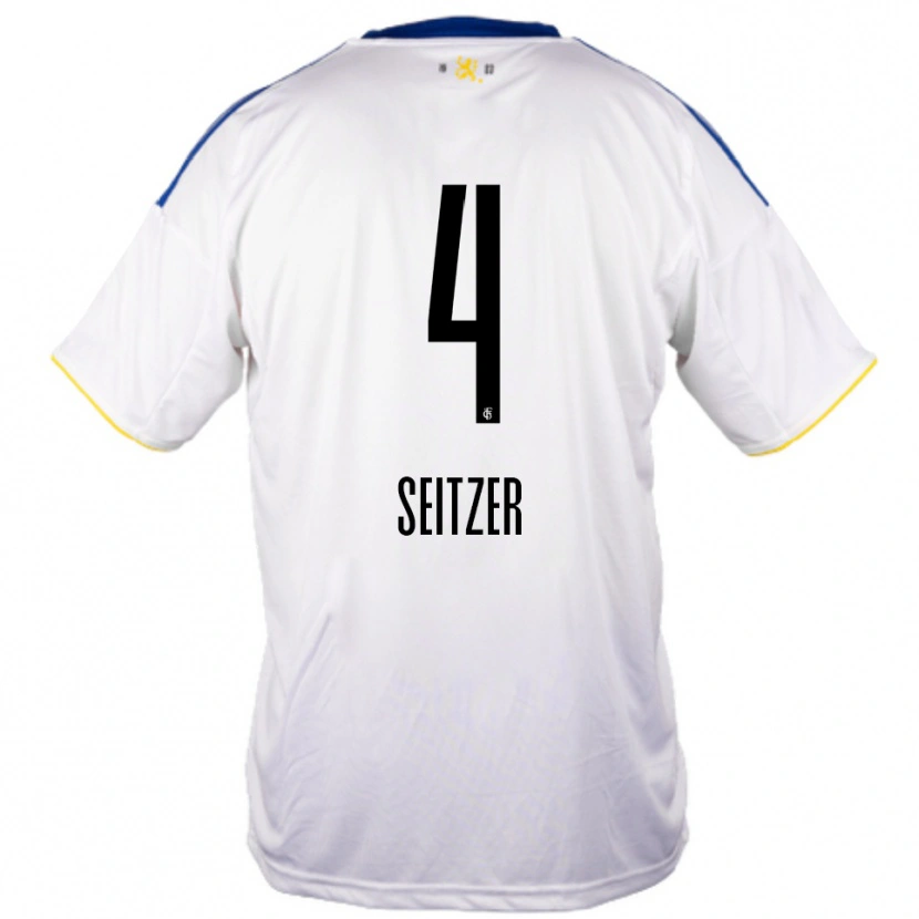 Danxen Hombre Camiseta Max Seitzer #4 Blanco Azul Amarillo 2ª Equipación 2025/26 La Camisa