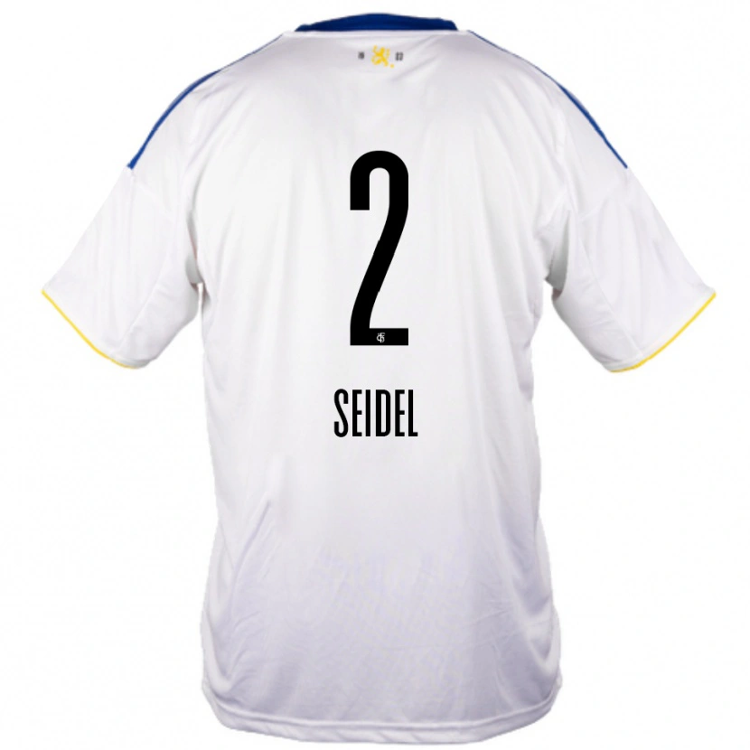 Danxen Hombre Camiseta Jonas Seidel #2 Blanco Azul Amarillo 2ª Equipación 2025/26 La Camisa