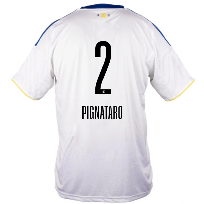 Danxen Hombre Camiseta Leo Pignataro #2 Blanco Azul Amarillo 2ª Equipación 2025/26 La Camisa