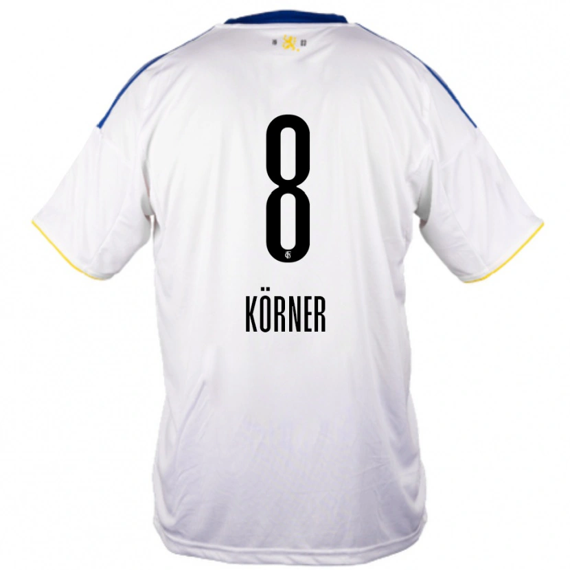 Danxen Hombre Camiseta Anna Körner #8 Blanco Azul Amarillo 2ª Equipación 2025/26 La Camisa