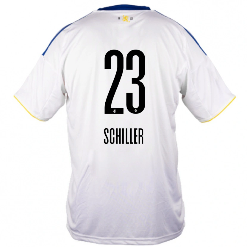Danxen Hombre Camiseta Niklas Schiller #23 Blanco Azul Amarillo 2ª Equipación 2025/26 La Camisa