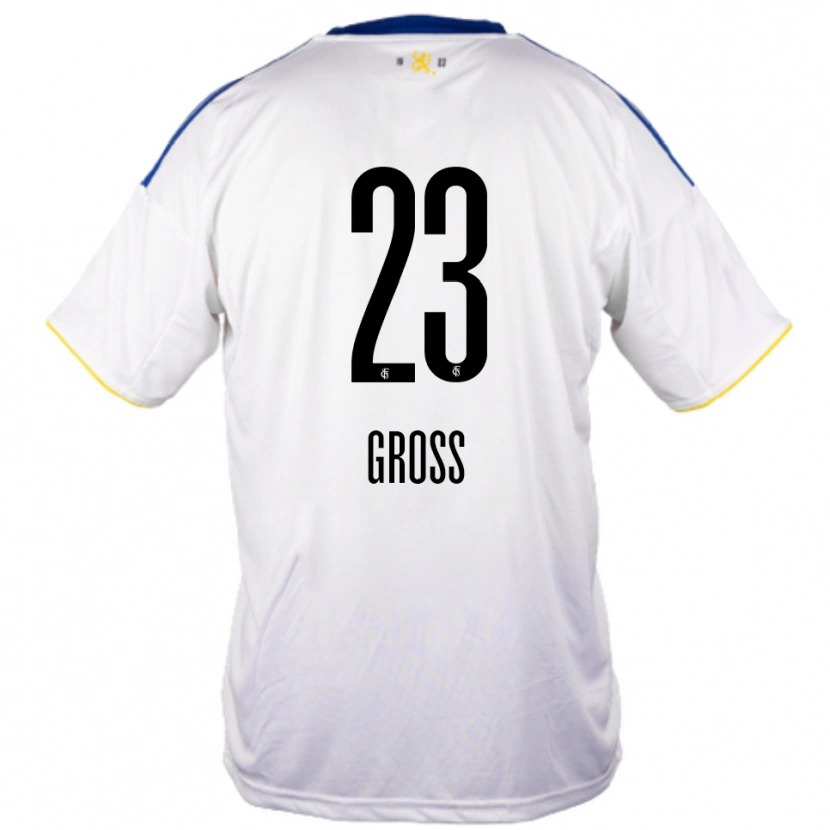 Danxen Hombre Camiseta Elea Gross #23 Blanco Azul Amarillo 2ª Equipación 2025/26 La Camisa