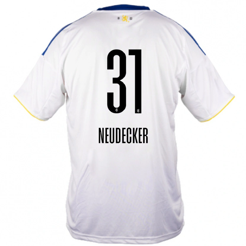 Danxen Hombre Camiseta Richard Neudecker #31 Blanco Azul Amarillo 2ª Equipación 2025/26 La Camisa