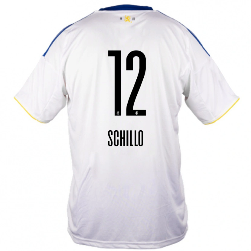 Danxen Hombre Camiseta Jule Schillo #12 Blanco Azul Amarillo 2ª Equipación 2025/26 La Camisa