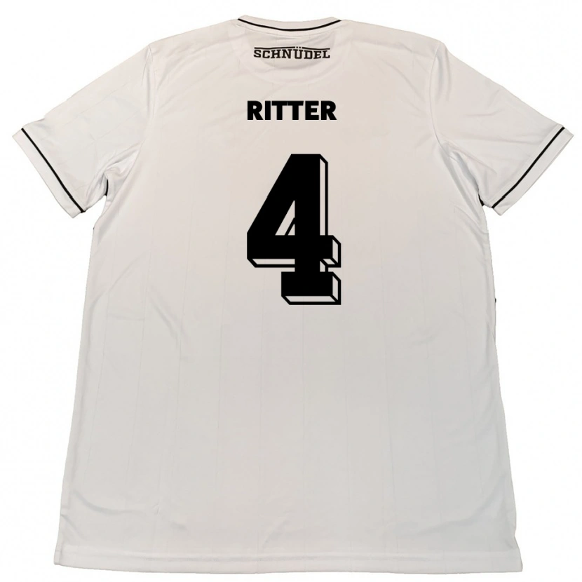 Danxen Hombre Camiseta David Ritter #4 Blanco Negro 2ª Equipación 2025/26 La Camisa