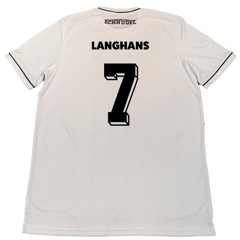 Danxen Hombre Camiseta Leonard Langhans #7 Blanco Negro 2ª Equipación 2025/26 La Camisa