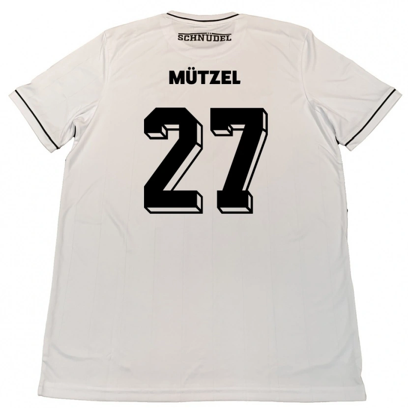 Danxen Hombre Camiseta Nuno Mützel #27 Blanco Negro 2ª Equipación 2025/26 La Camisa