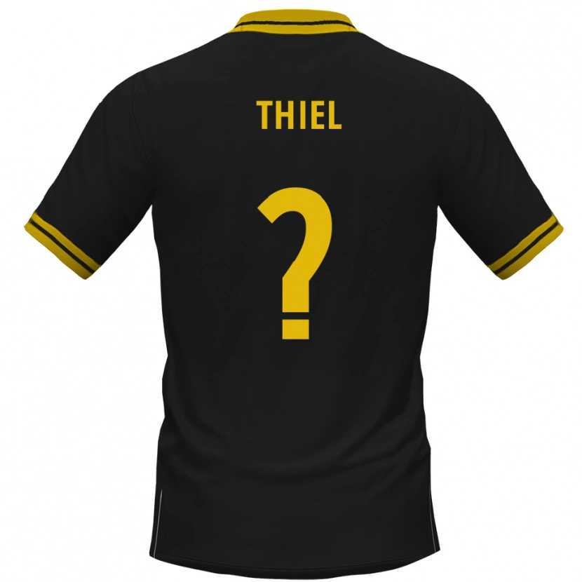 Danxen Hombre Camiseta David Thiel #0 Negro Amarillo 2ª Equipación 2025/26 La Camisa