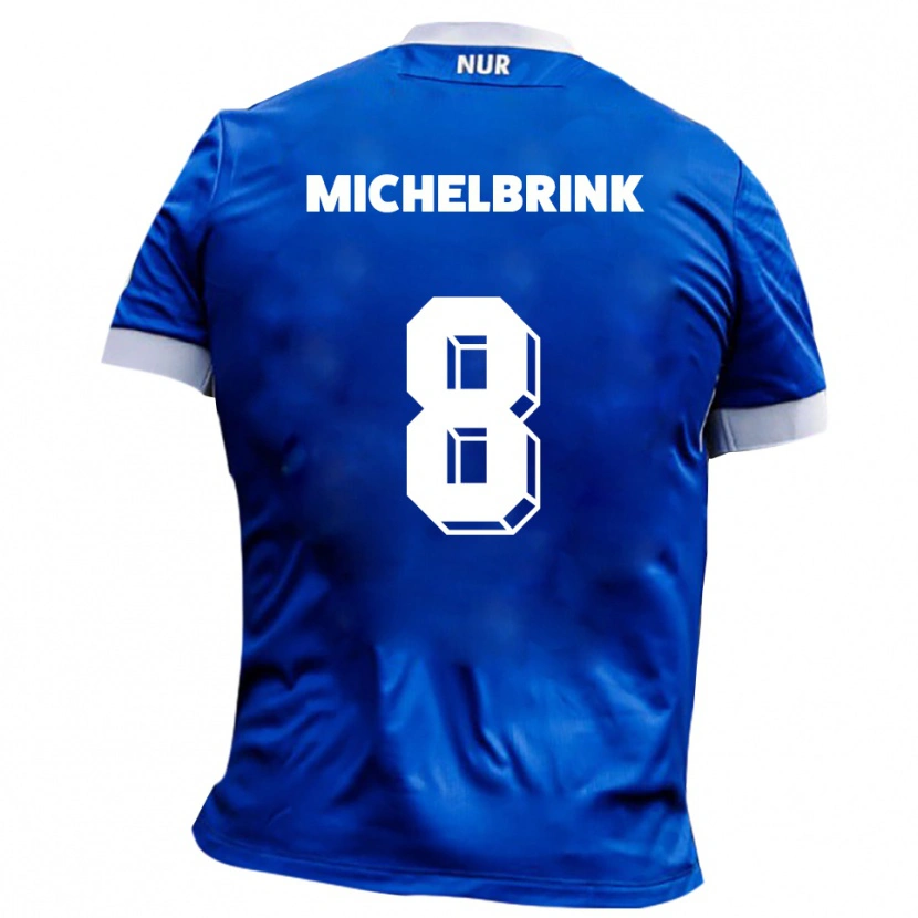 Danxen Hombre Camiseta Lukas Michelbrink #8 Azul Blanco 2ª Equipación 2025/26 La Camisa
