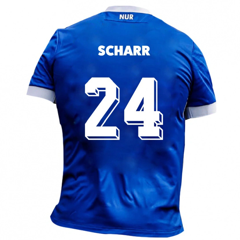 Danxen Hombre Camiseta Janne Scharr #24 Azul Blanco 2ª Equipación 2025/26 La Camisa