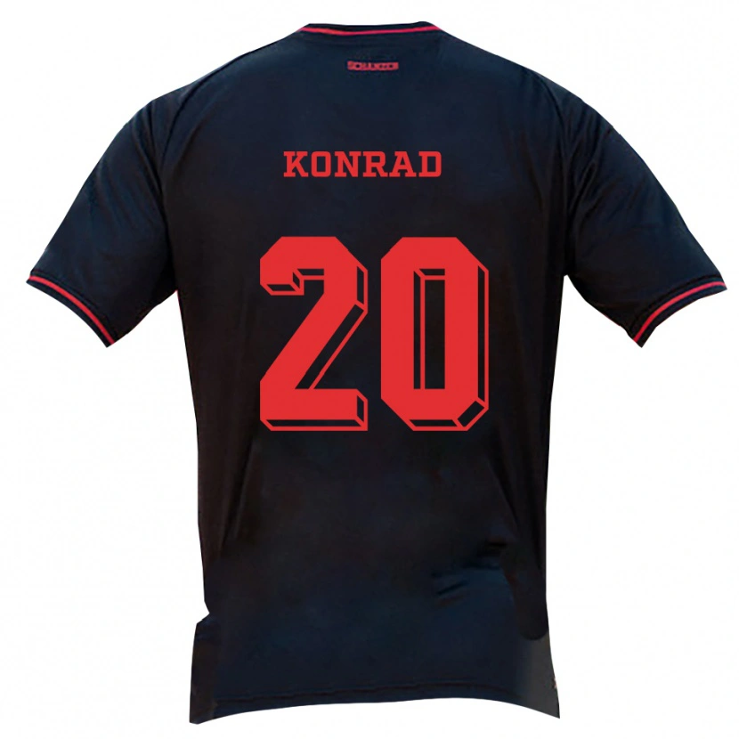 Danxen Hombre Camiseta Felix Konrad #20 Negro Rojo Blanco 2ª Equipación 2025/26 La Camisa