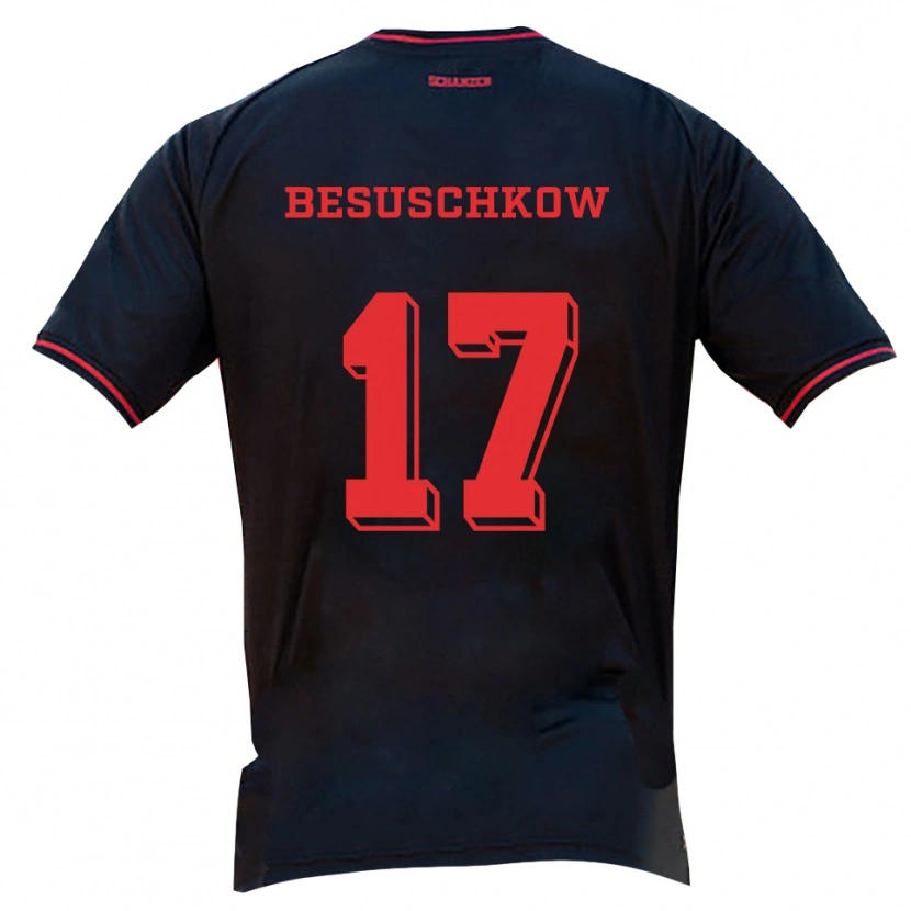 Danxen Hombre Camiseta Max Besuschkow #17 Negro Rojo Blanco 2ª Equipación 2025/26 La Camisa