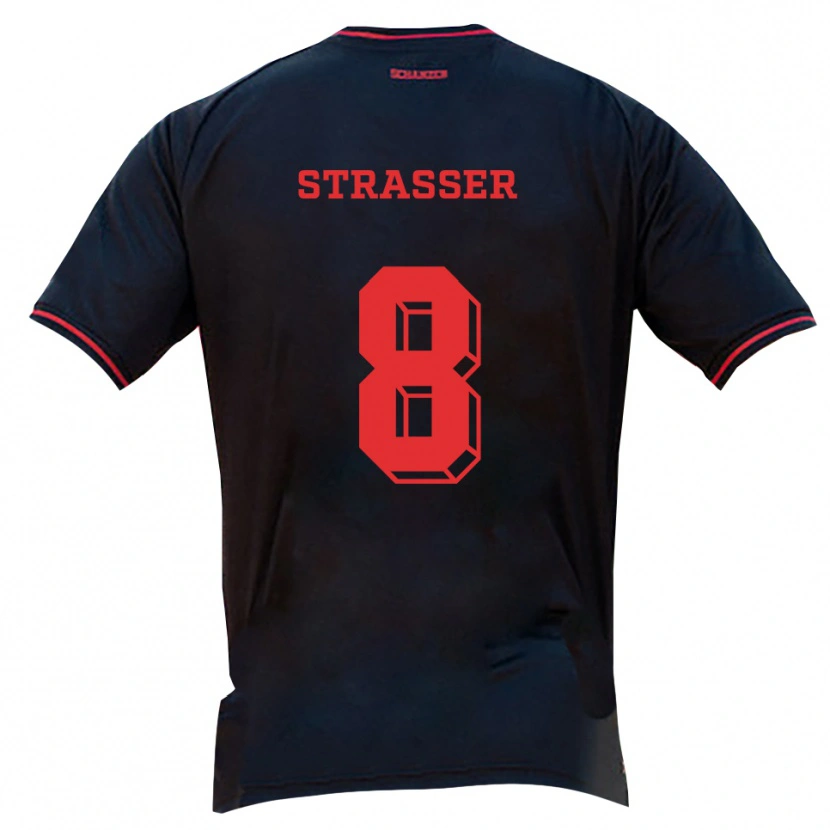 Danxen Hombre Camiseta Vincent Straßer #8 Negro Rojo Blanco 2ª Equipación 2025/26 La Camisa