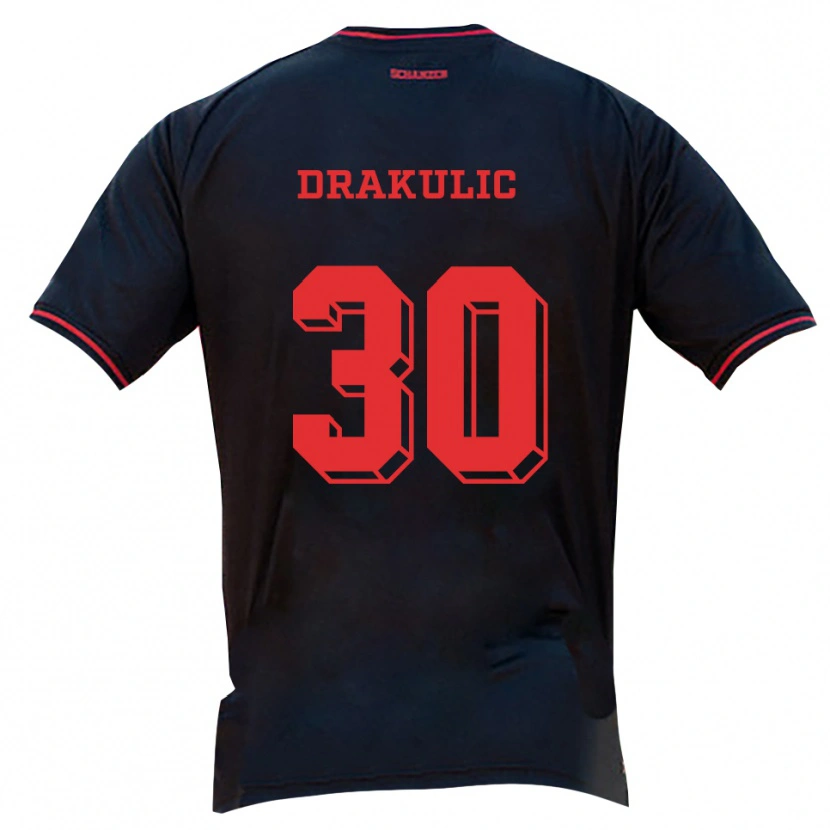 Danxen Hombre Camiseta Ognjen Drakulic #30 Negro Rojo Blanco 2ª Equipación 2025/26 La Camisa