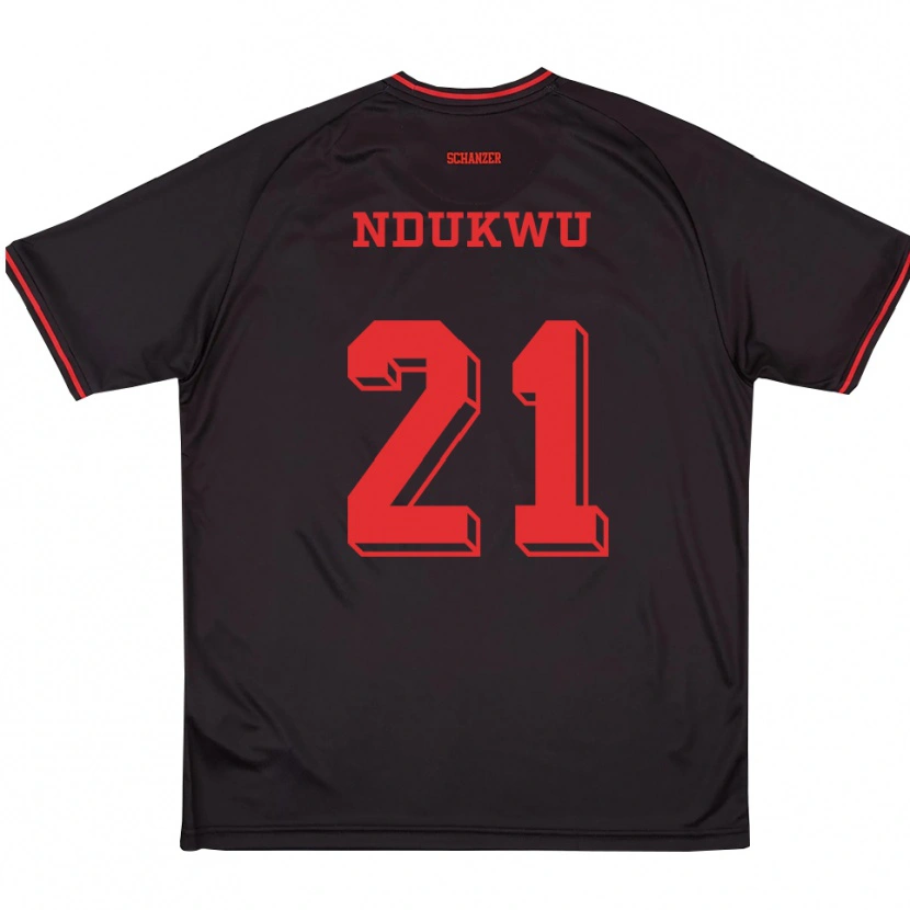 Danxen Hombre Camiseta Dickson Ndukwu #21 Negro Rojo Blanco 2ª Equipación 2025/26 La Camisa