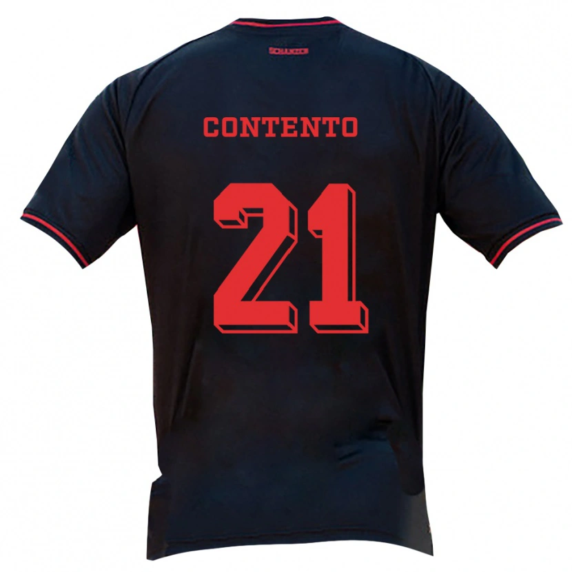 Danxen Hombre Camiseta Arcangelo Contento #21 Negro Rojo Blanco 2ª Equipación 2025/26 La Camisa