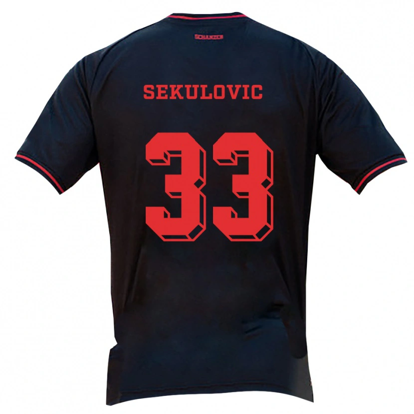 Danxen Hombre Camiseta Davide-Danilo Sekulovic #33 Negro Rojo Blanco 2ª Equipación 2025/26 La Camisa