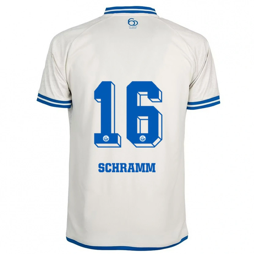 Danxen Hombre Camiseta Jette Schramm #16 Blanco Azul 2ª Equipación 2025/26 La Camisa