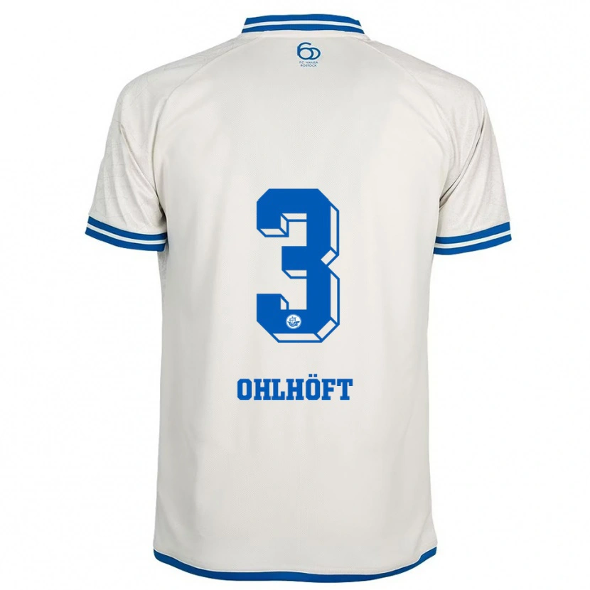 Danxen Hombre Camiseta Louis Ohlhöft #3 Blanco Azul 2ª Equipación 2025/26 La Camisa