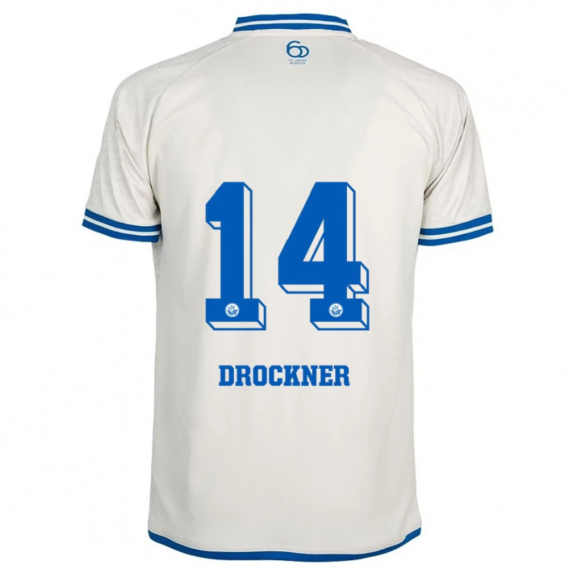 Danxen Hombre Camiseta Malin Drockner #14 Blanco Azul 2ª Equipación 2025/26 La Camisa