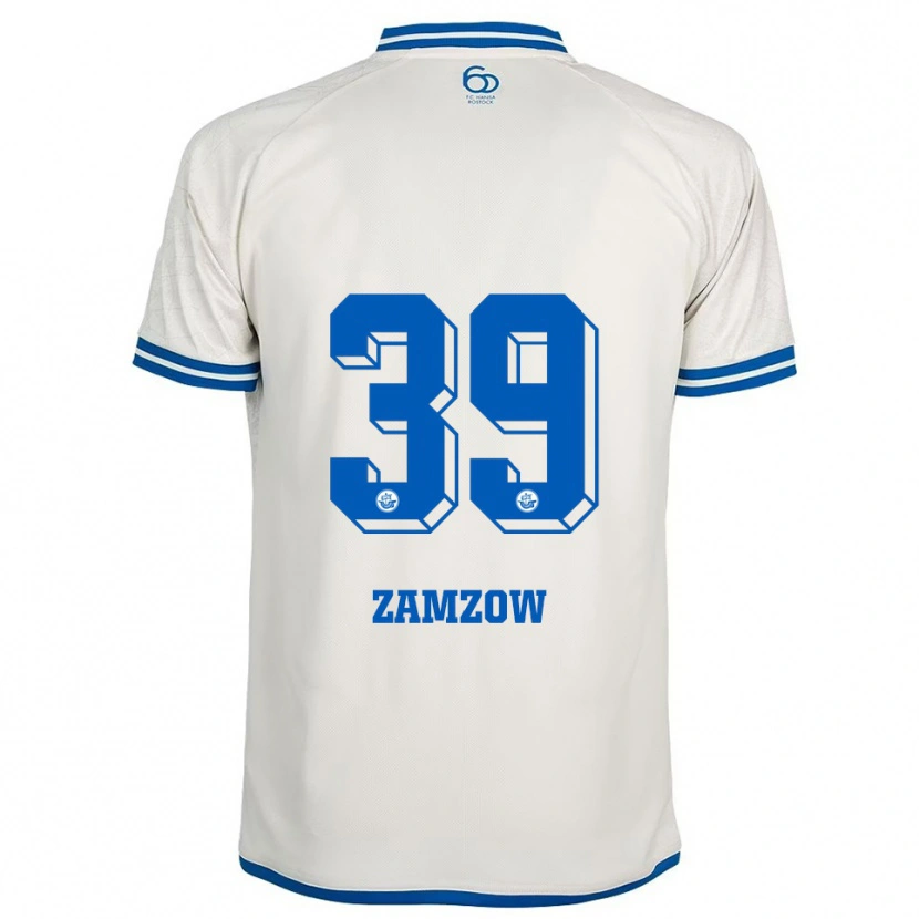 Danxen Hombre Camiseta Claas Zamzow #39 Blanco Azul 2ª Equipación 2025/26 La Camisa