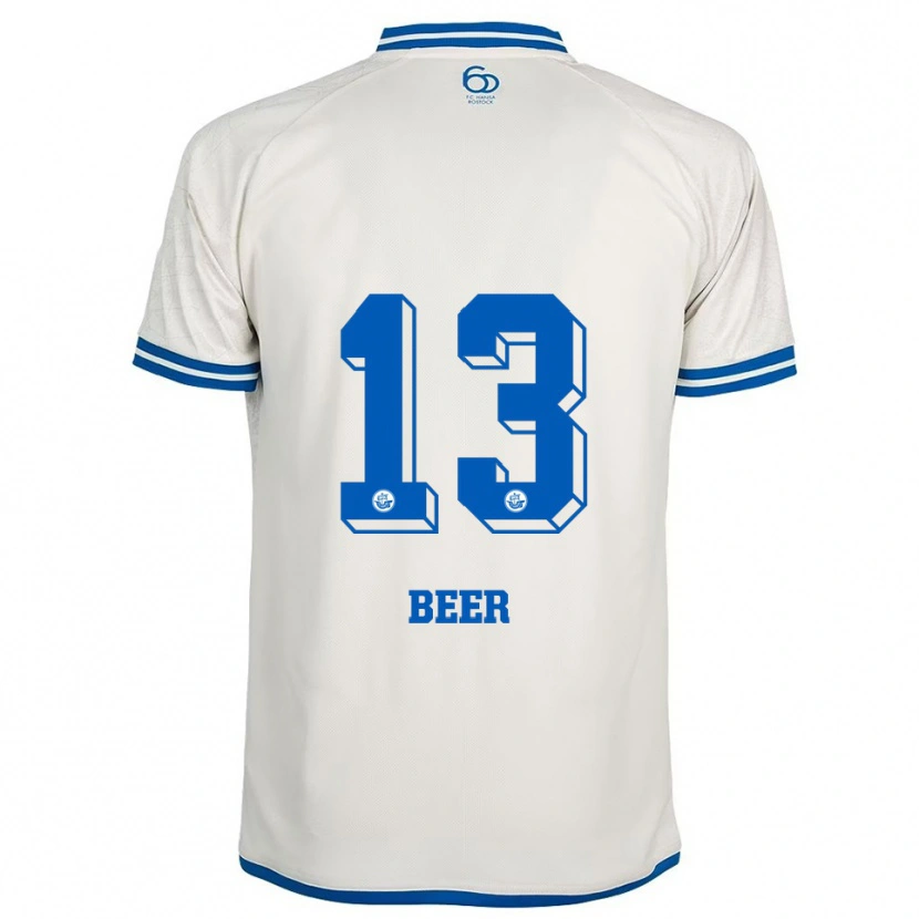 Danxen Hombre Camiseta Darian Beer #13 Blanco Azul 2ª Equipación 2025/26 La Camisa