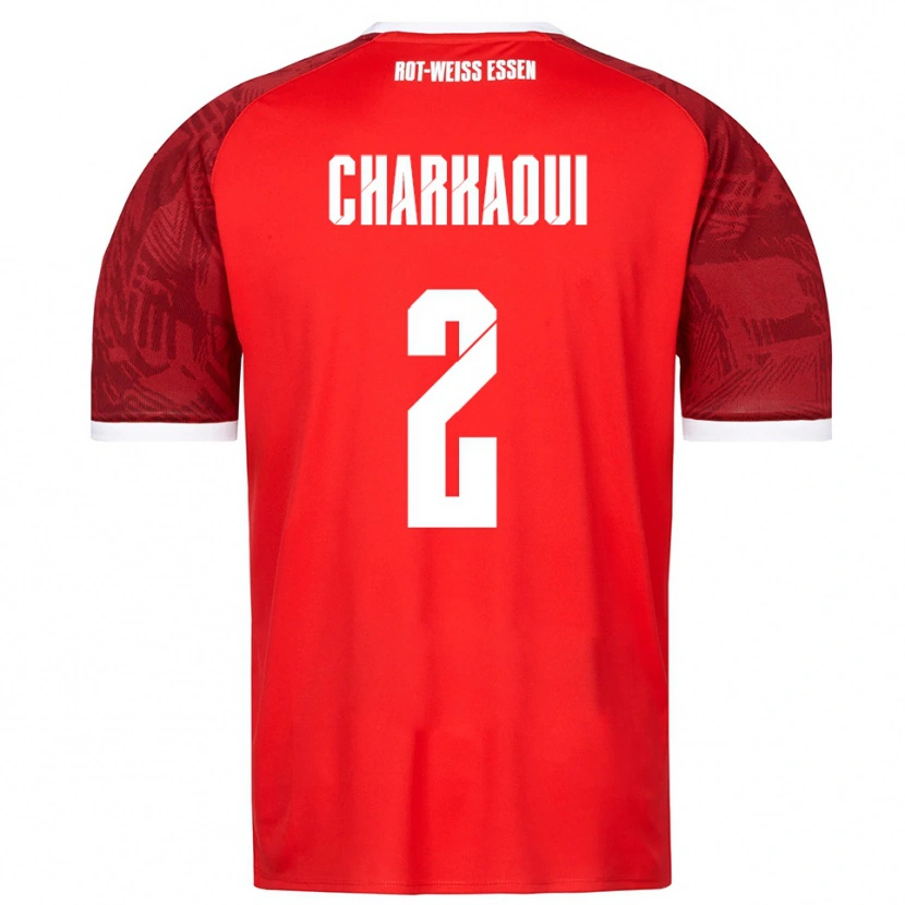 Danxen Hombre Camiseta Bilal Charkaoui #2 Rojo Borgoña Blanco 2ª Equipación 2025/26 La Camisa