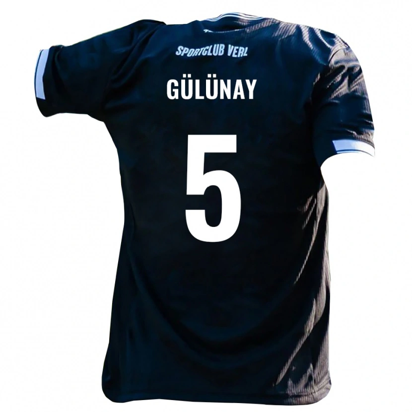 Danxen Hombre Camiseta Louis Gülünay #5 Negro Blanco 2ª Equipación 2025/26 La Camisa
